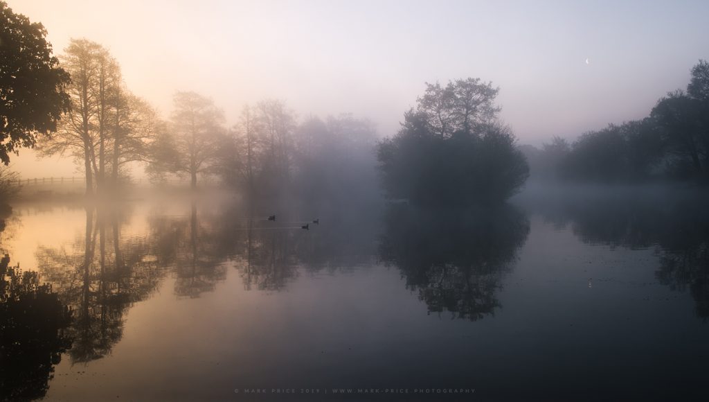 Early morning light at a lake in South East England