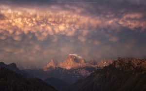 An insane display of Mammatus cloud across the Dolomites, Italy