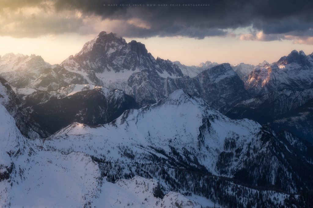 Mt Civetta as the first light of day hits the upper Dolomites