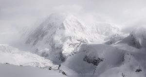 The Swiss Alps above Zermatt as a snowstorm approaches
