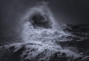 Waves erupt from the ocean during Storm Ciara, England 2020