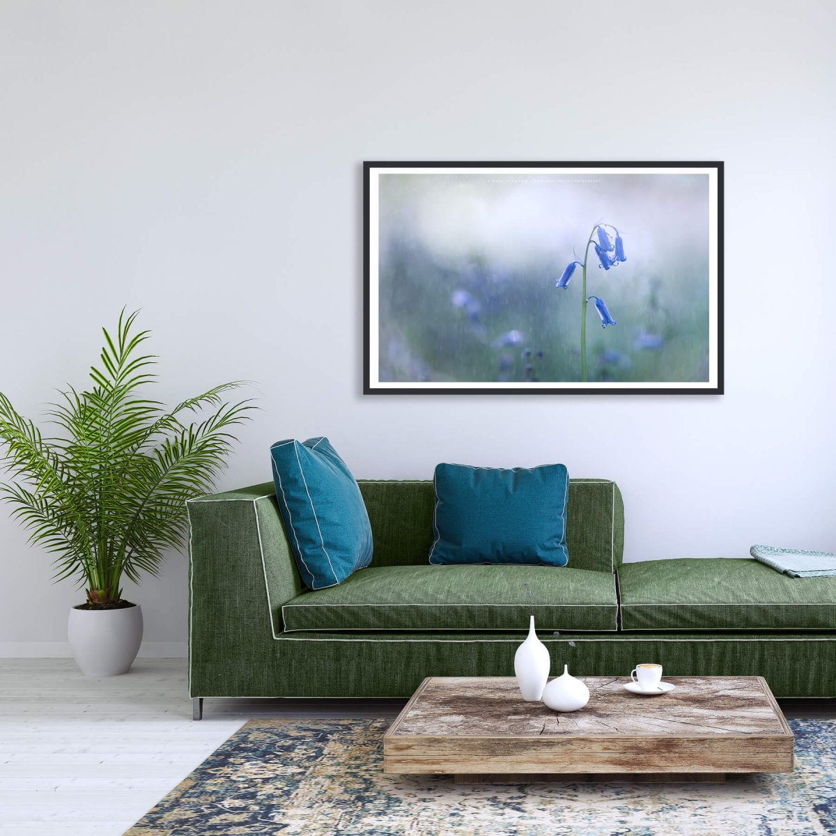 modern living room with Bluebell print by Mark Price Photography