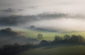 Dreamlike autumnal conditions over the South Downs national park, Sussex