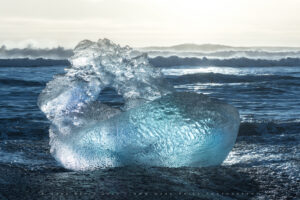 A car sized piece of ice that resembled a chair washed up on the coast of Iceland