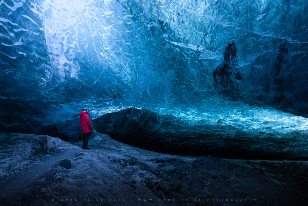 A mammoth ice cave underneath the Vatnajokull Glacier in Iceland