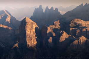Early morning light illuminating a fascinating set of rocks high in the Italian mountains
