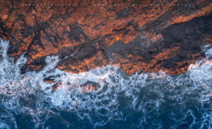 An aerial view of the beautiful winter morning light fused with the wonderful hues of the Atlantic Ocean