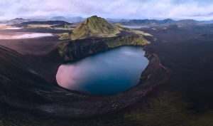 A crater lake in the southern highlands of Iceland at sunrise on a moody day.. Mark Price Landscape Photography