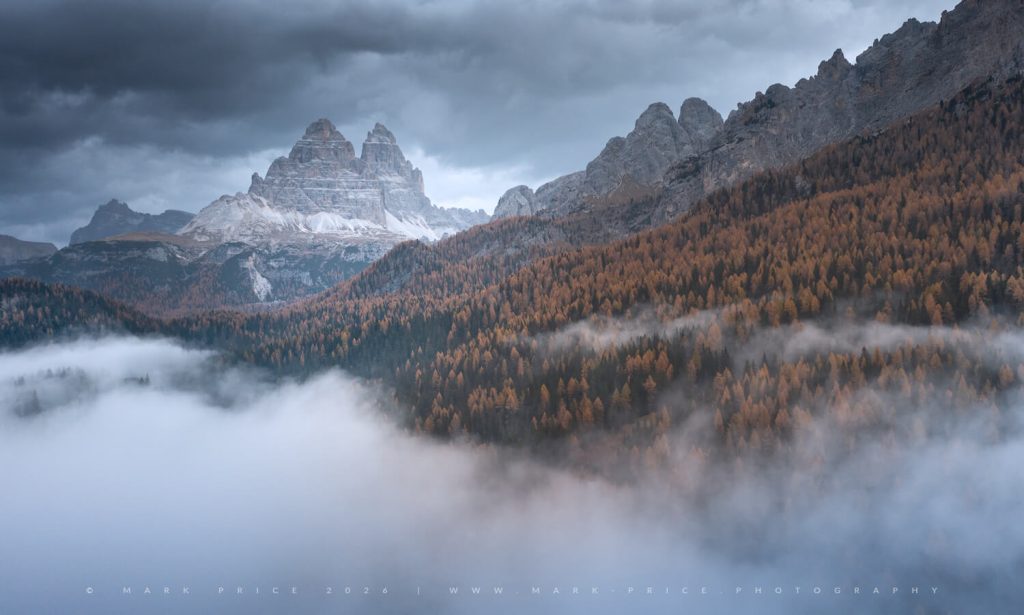 Nature's flow as a trail of fog and Autumn leads to one of Italy's most famous peaks - Mark Price Photography